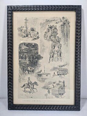 Authentic Antique Print Titled "In The Colorado Gold Fields" By WA Rogers 1893